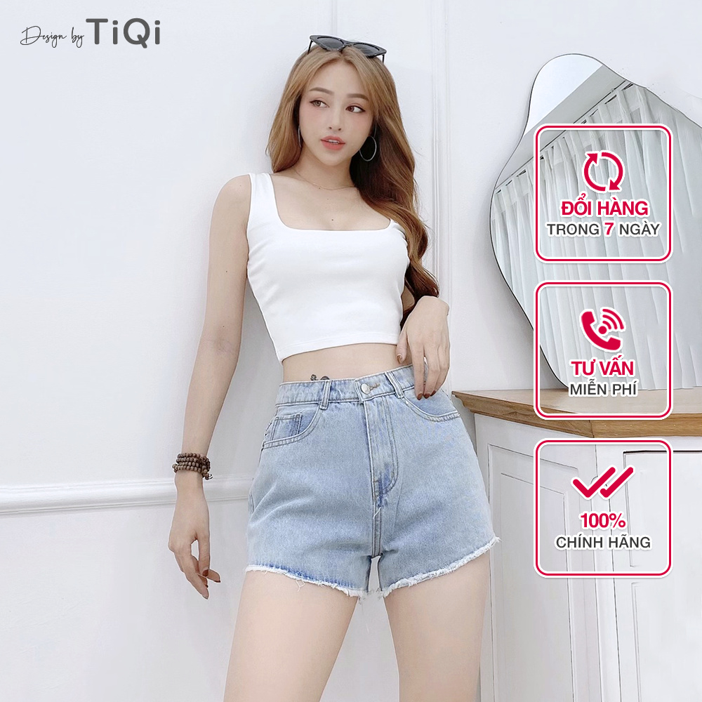 Quần short jean nữ lưng cao màu xanh TiQi Jeans S1-473 | BigBuy360 - bigbuy360.vn