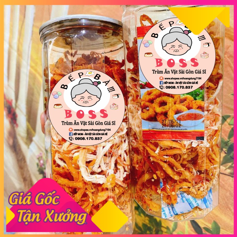 Khô mực xé sợi Mix 3 Loại 300g Bếp Mom đồ ăn vặt SÀI GÒN