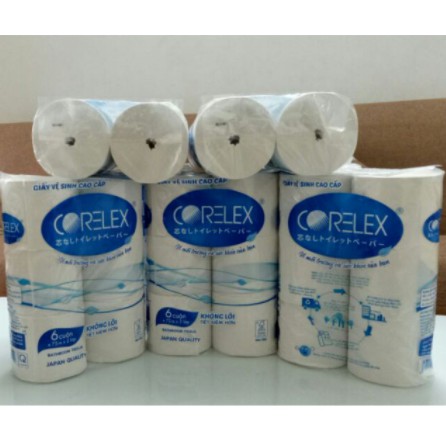 Combo 5 bịch giấy vệ sinh cao cấp Corelex 6 cuộn không lõi xuất Nhật
