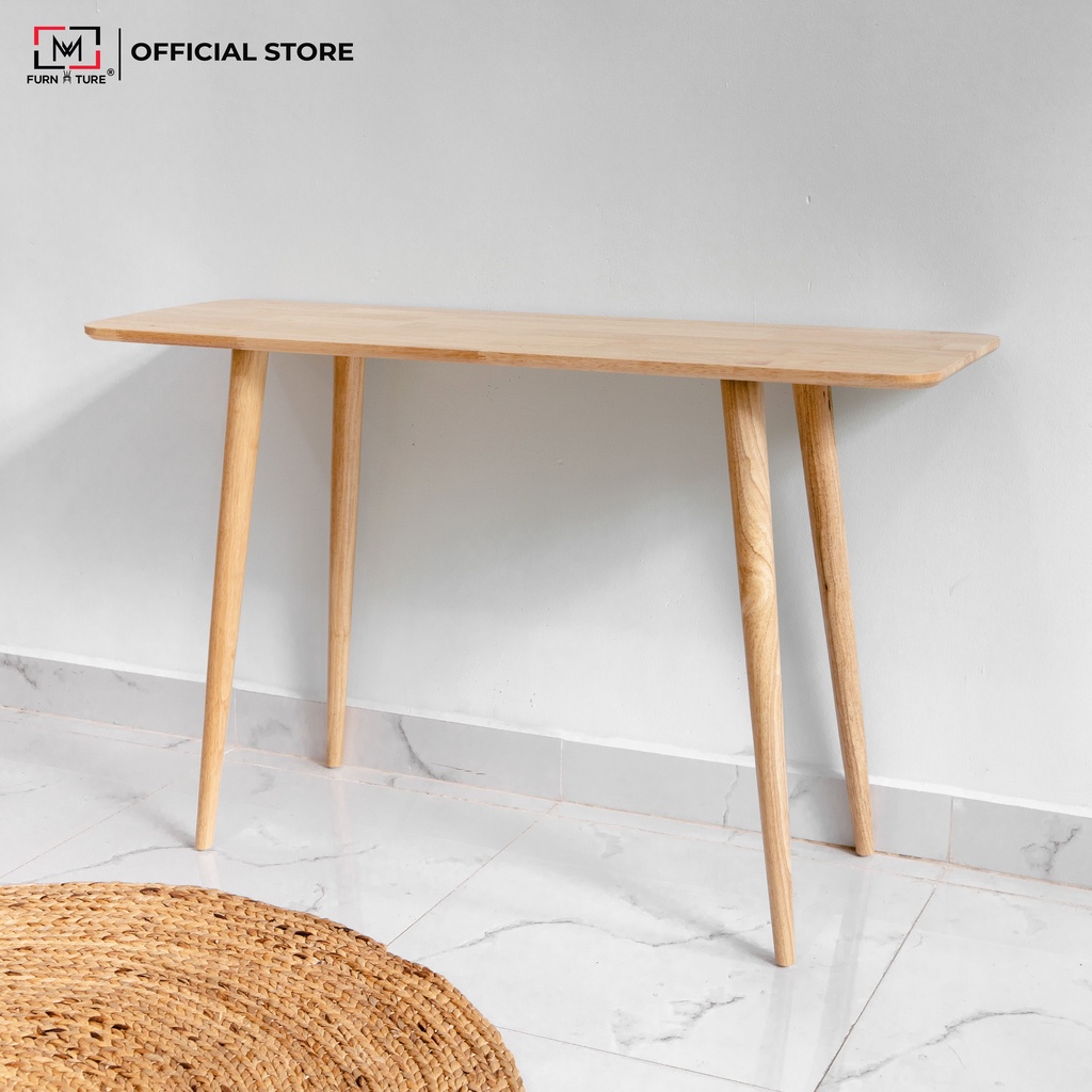 Combo bàn và ghế làm việc gỗ cao su Long Table không vạt thương hiệu MW FURNITURE - Nội thất căn hộ