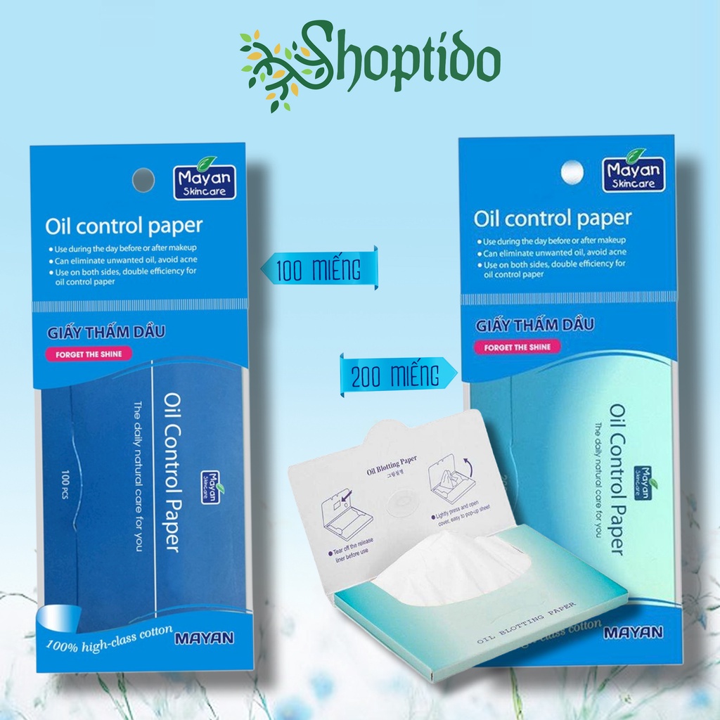 Giấy thấm dầu Mayan loại bỏ dầu thừa trên da Oil Control Paper NPP Shoptido