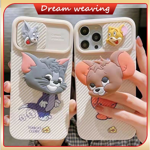 🧧🧧 Ốp lưng cửa sổ trượt Cat và Chuột Hộp đựng điện thoại Apple 7 / 7Plus / 8 / 8Plus / x / xs / se / xr / 11/12/13 / pro / max Hộp đựng mềm có giá đỡ