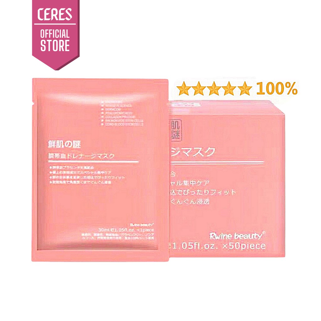 Mặt Nạ Nhau Thai Cừu Nhật Bản Hộp 50 Miếng - Mask Giấy Rwine Dưỡng Da Dưỡng Ẩm 40ml