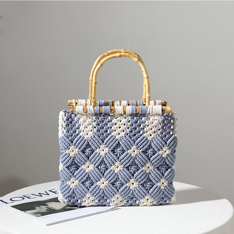 🎀Handmade Woven Bag cotton women fashion bamboo portable straw bag