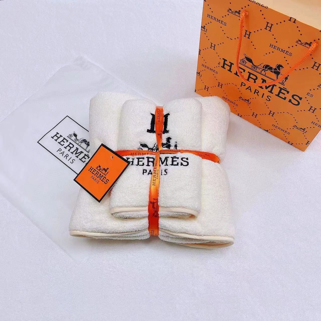 Khăn Tắm Mềm Mại Thấm Hút Tốt + Khăn Lau Mặt Hermes_2 Trong 1