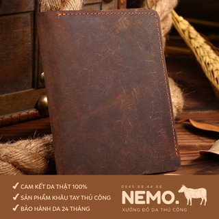 [Ví handmade] Ví đứng da bò sáp da bò thật 100%