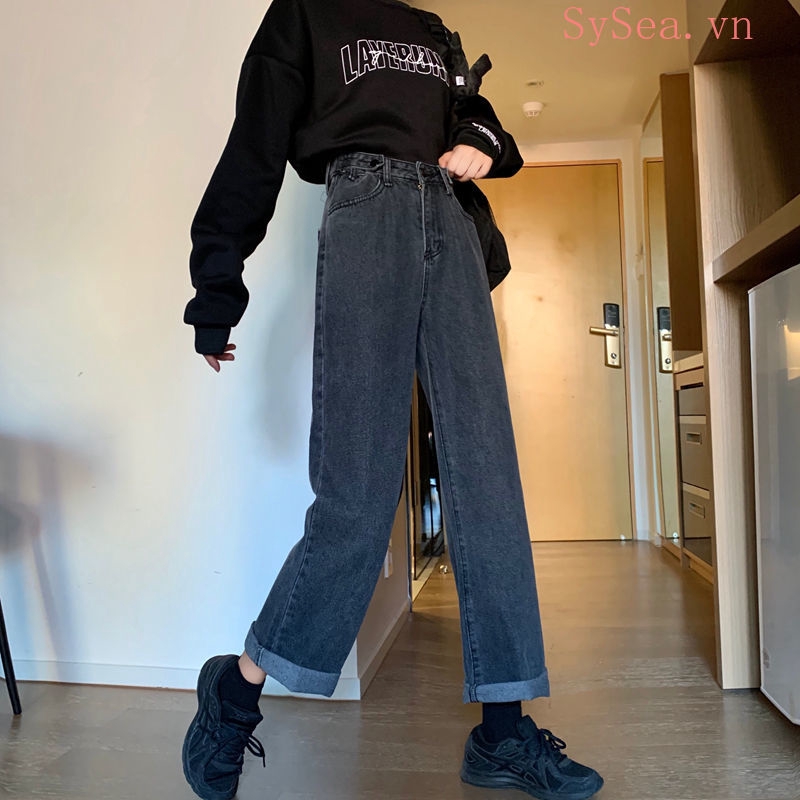 Quần Jeans Dài Ống Rộng Thời Trang Dành Cho Nữ