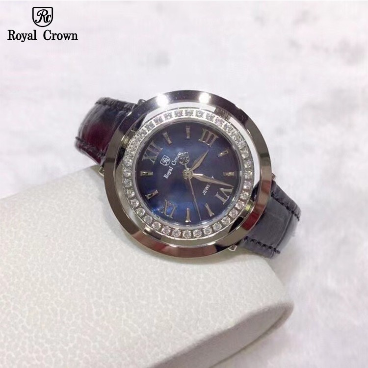 Đồng Hồ Nữ Chính Hãng Dây Da Royal Crown 8628 Chống Nước Chống Xước