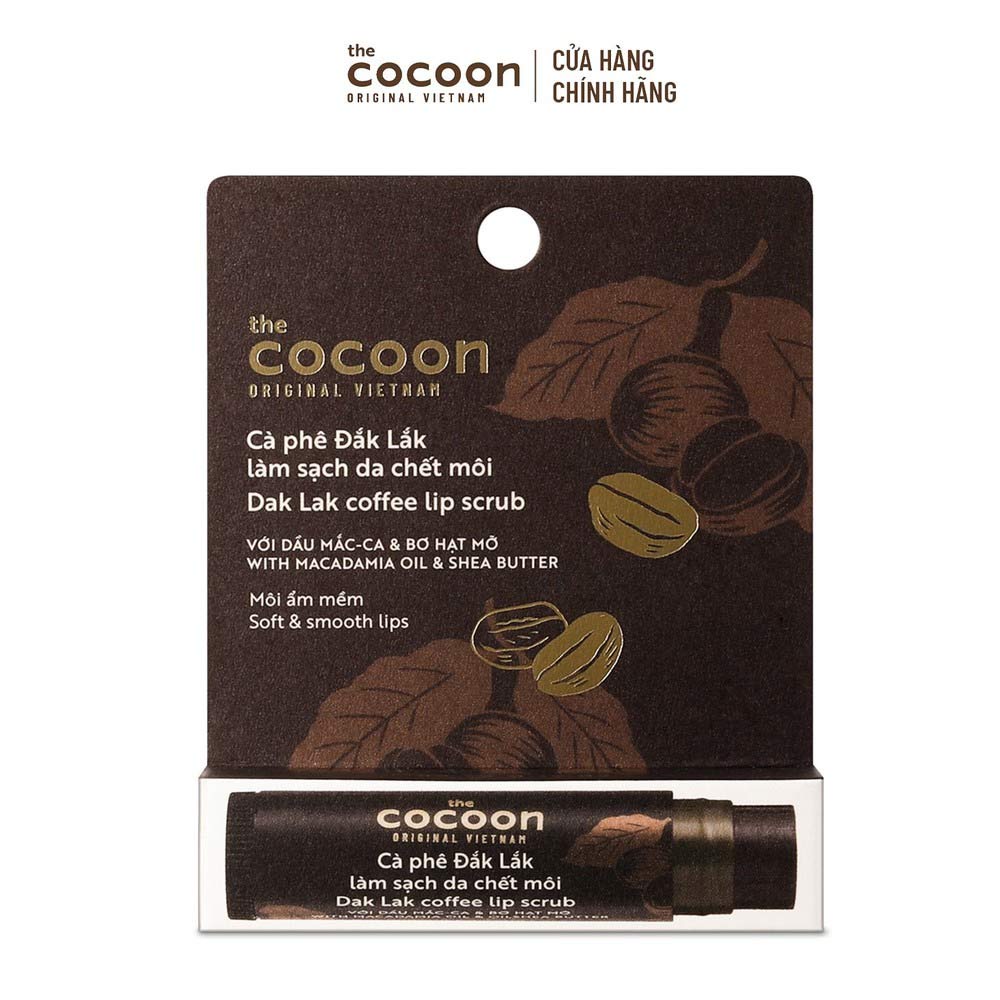 Tẩy da chết môi cà phê Đắk Lắk Cocoon môi ẩm mềm 5g