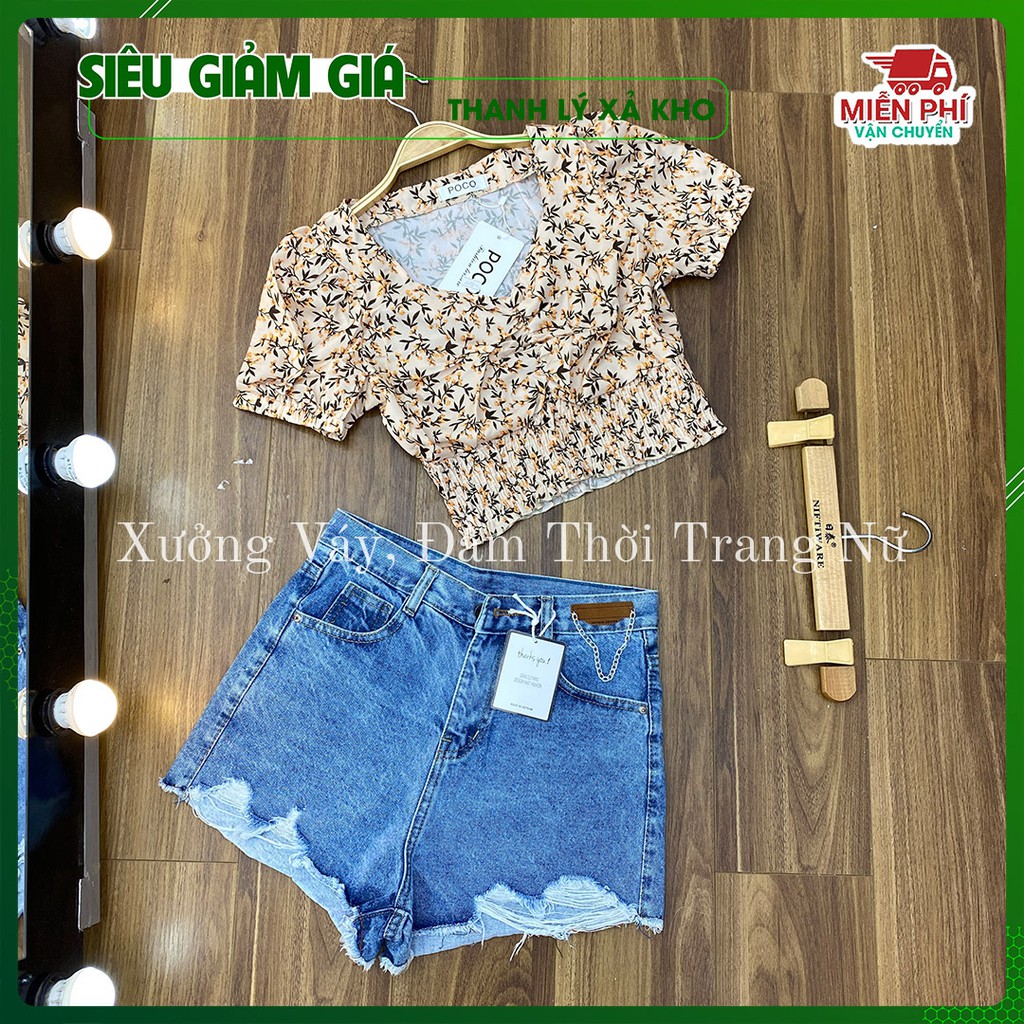 ✅Cam Kết Ảnh Thật 100% ✅🎯🎯 Quần shorts bò xanh rách ống rộng, Quần đùi jeans nữ hàng loại 1🌸 | BigBuy360 - bigbuy360.vn