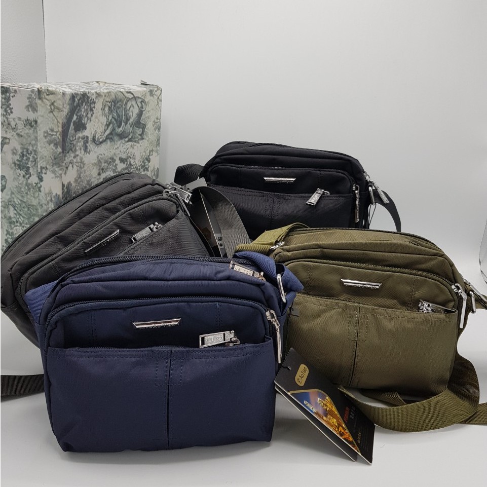 Túi đeo chéo nam vải dù khổ ngang nhiều ngăn size 18 nhiều màu DC131412 (ảnh thật)