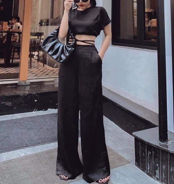 Áo croptop cột dây eo tay ngắn | BigBuy360 - bigbuy360.vn