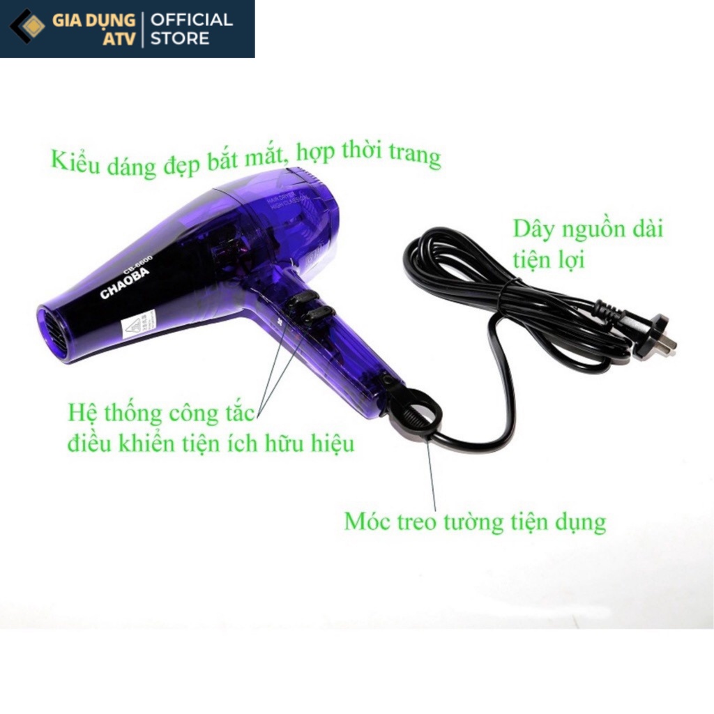 Máy sấy tóc CHAOBA 3000W , MÁY sấy tóc công suất lớn 2 chiều nóng lạnh tạo kiểu tóc cho salon
