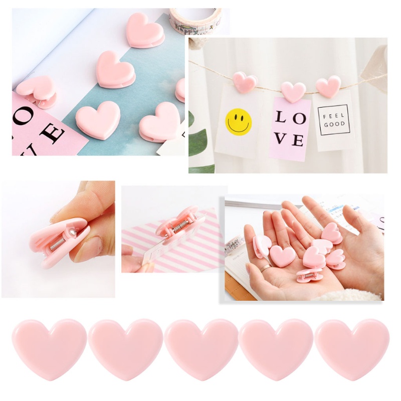 Set 5 Kẹp Giấy Ghi Chú Hình Trái Tim Màu Hồng