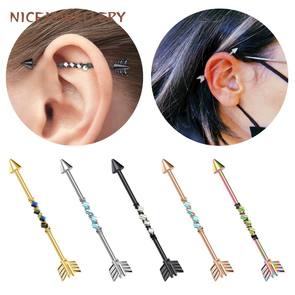 Khuyên Tai Bằng Thép Titan Dày 1.6mm 5 Màu Thời Trang