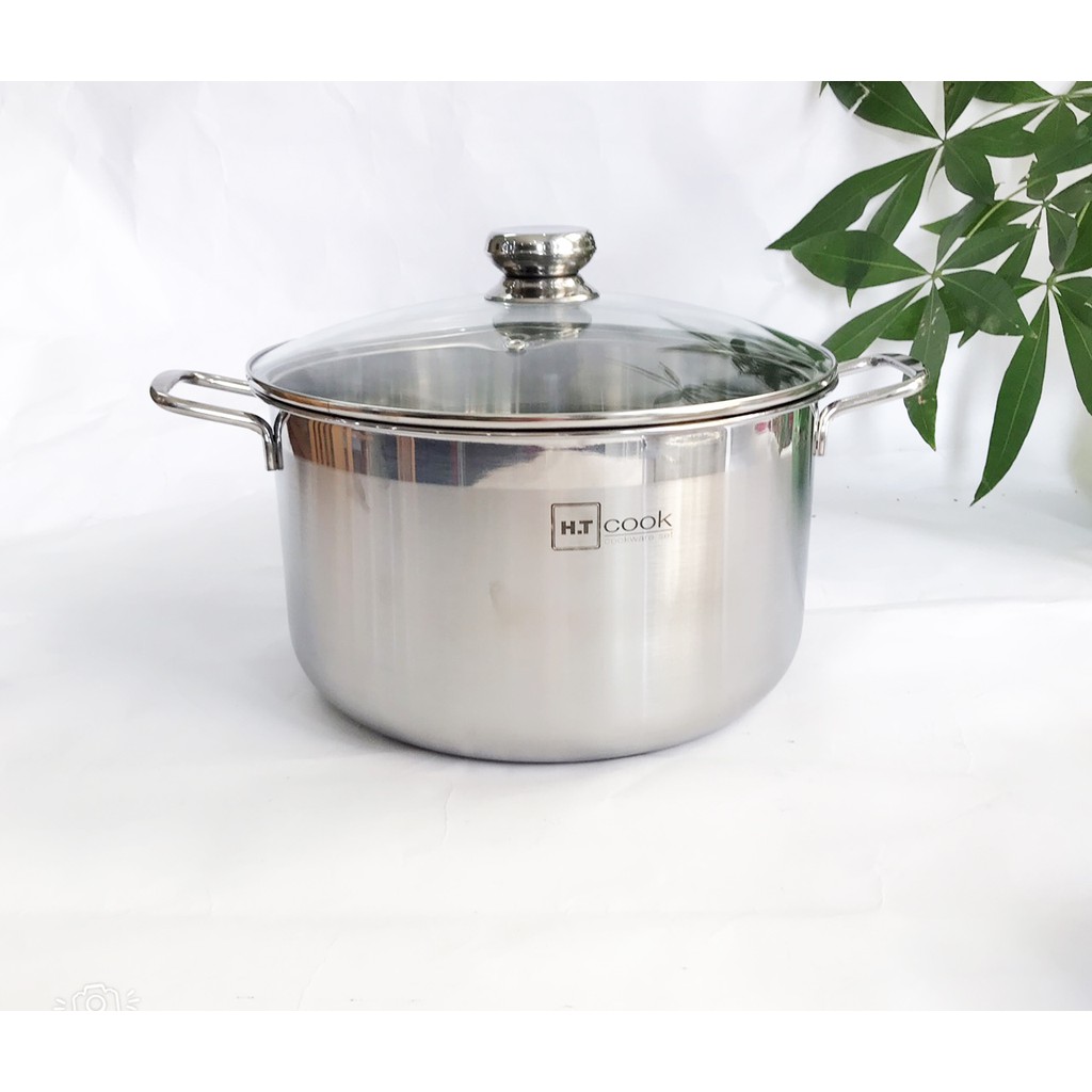 Bộ nồi xửng hấp 1 đáy inox 430 cao cấp H.T cook Fivestar nắp kính tặng 1 muỗng canh  26cm | 28cm | 30cm | 32cm