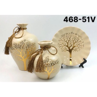 Set 3 bộ lọ và đĩa Gốm Sứ Cao Cấp decor trang trí