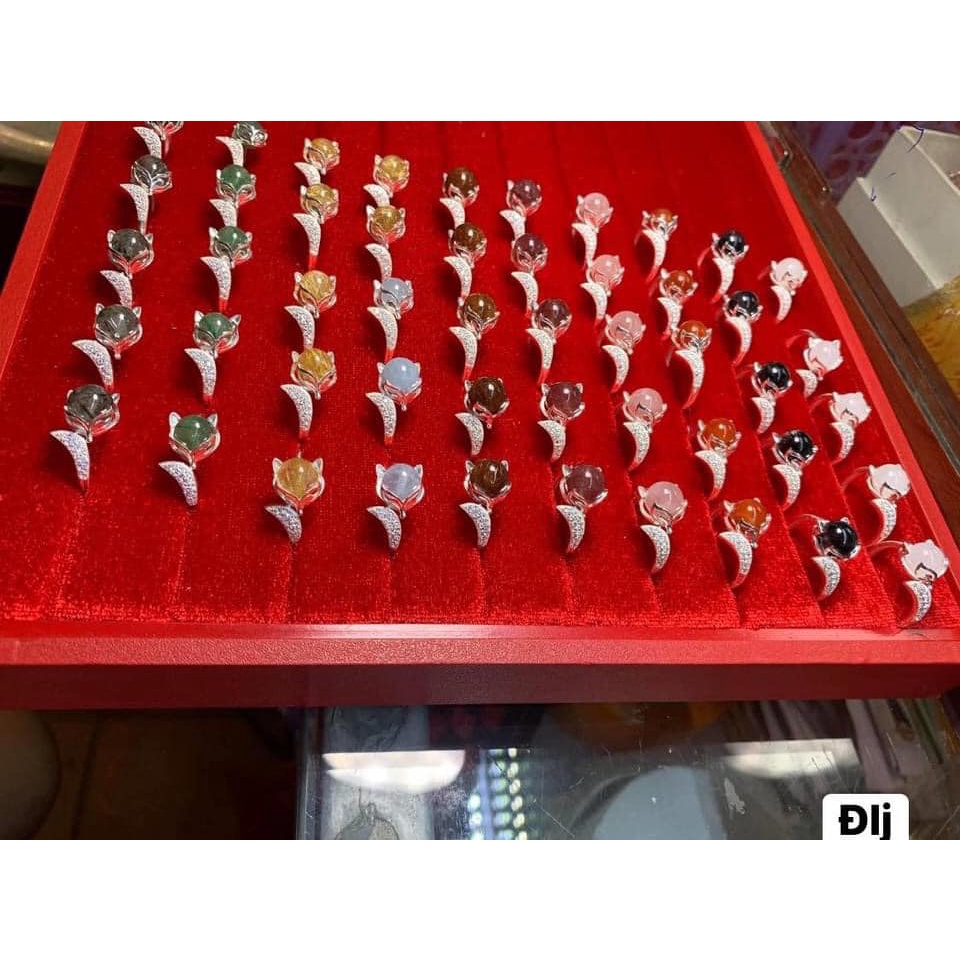 NHẪN HỒ LY PHONG THUỶ ĐÁ TỰ.NHIÊN HÀNG CHUẨN ĐẸP- NHẪN BẠC TA