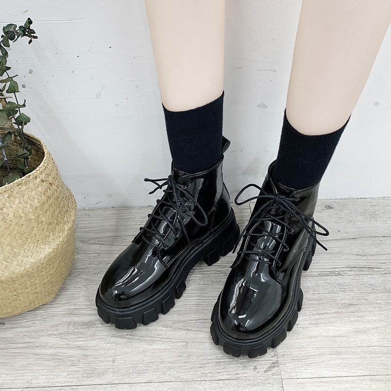 Miss Meow Giày Bốt Martin Gót Vuông Dày Phong Cách Hàn Quốc Cho Nữ | BigBuy360 - bigbuy360.vn