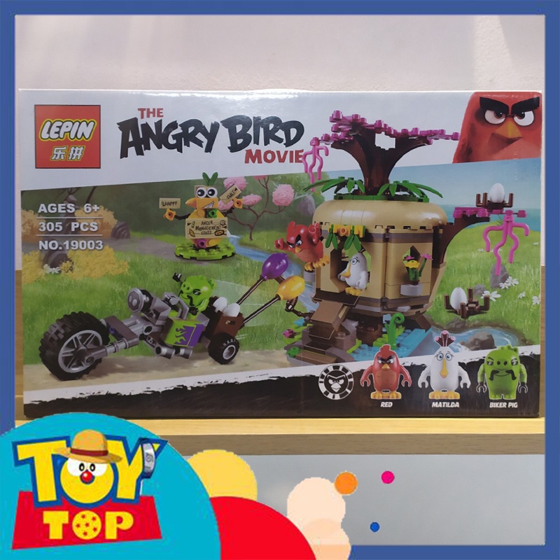 Đồ chơi lắp ráp angry birds những chú chim nổi giận bảo vệ nhà cây trước sự tấn công của heo lái xe máy Lepin 19003