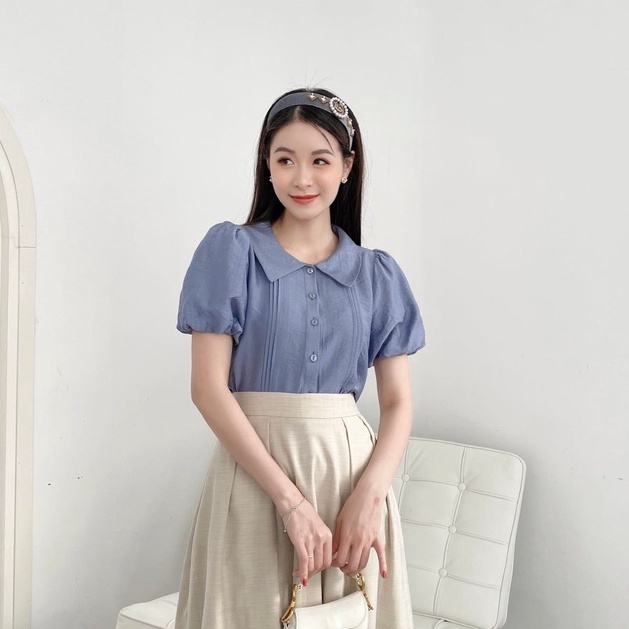 Áo sơ mi tay bồng FANSIX - A16 sơ mi công sở phối cổ sen nữ tính, chất vải nano mềm mại | BigBuy360 - bigbuy360.vn