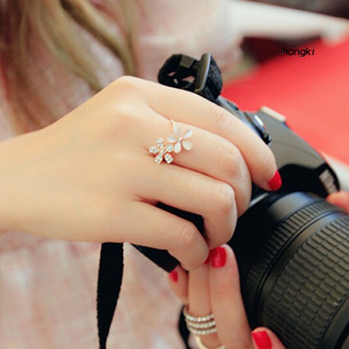 Nhẫn Hở Mặt Hình Hoa Cúc Đính Đá Thời Trang Cho Nữ