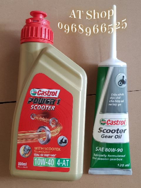 Combo dầu láp và dầu máy xe ga chính hãng Castrol