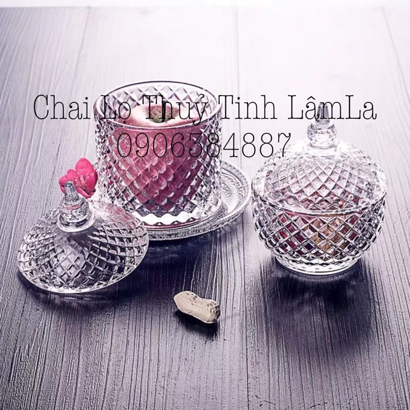 Thố Bi Thuỷ Tinh Cao Cấp Đựng Sáp Thơm | Kẹo Mứt Trái Cây