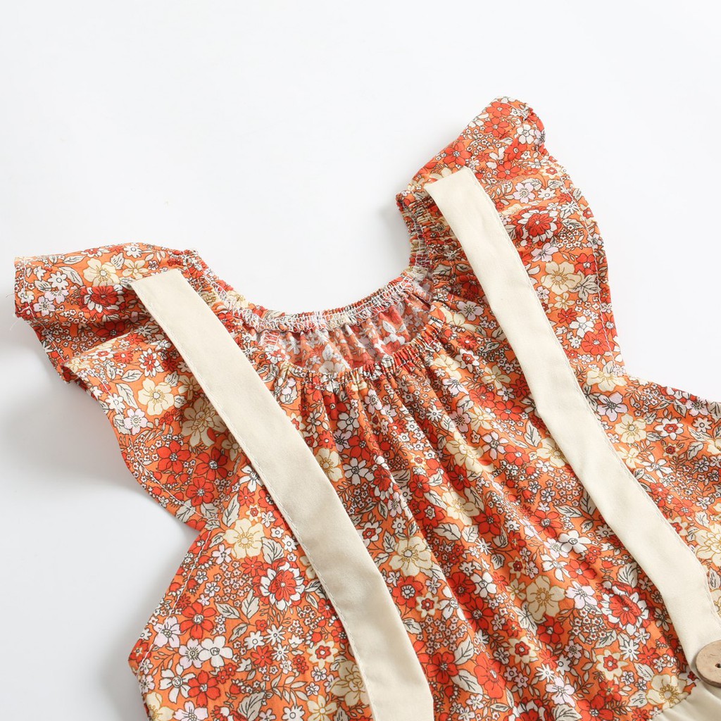 Áo Liền Quần Sanlutoz Làm Bằng Cotton Thiết Kế Không Tay Họa Tiết Hoa