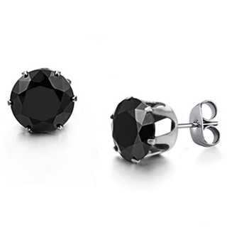Bông tai inox 1 hột xoàn màu đen