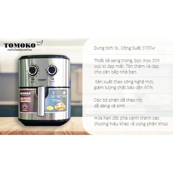 Nồi chiên không dầu dung tích lớn TOMOKO 9L Thái Lan hot NHẤT 2022 an toàn sức khoẻ hàng chính hãng bảo hành 12 tháng