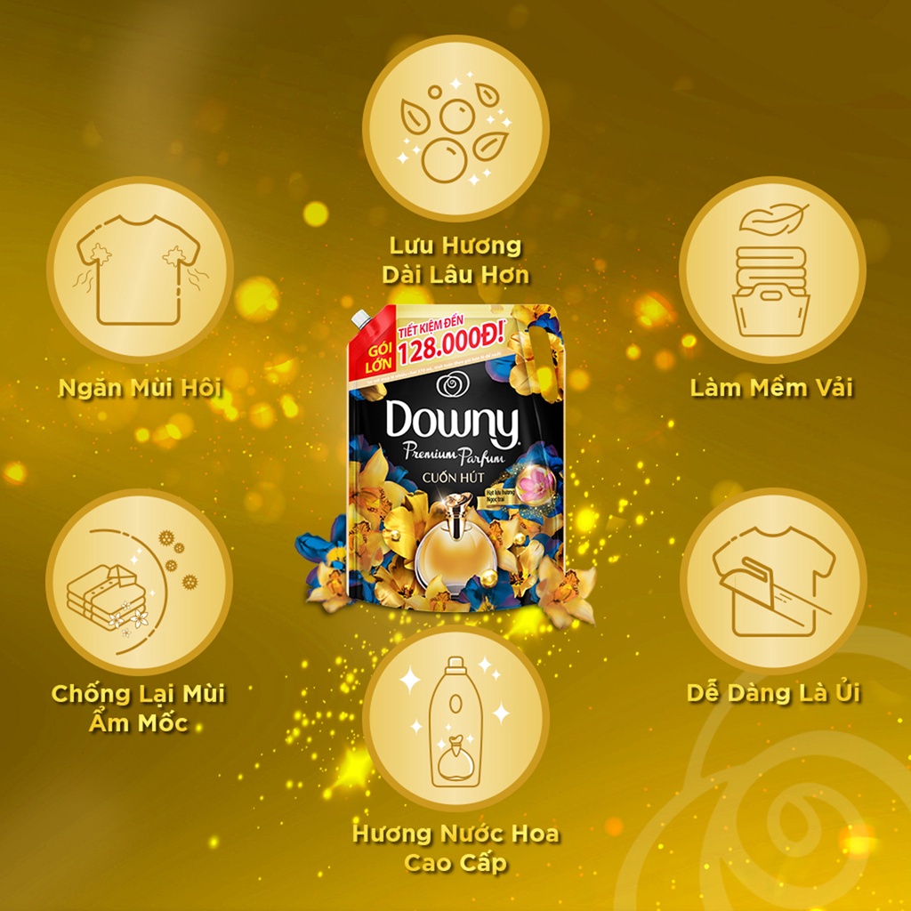 Nước Xả Vải Downy Hương Huyền Bí/ Hương Đam Mê/ Hương Nước Hoa Thơm Mát Dài Lâu Túi 1,35L - 2,2L - 3,5L