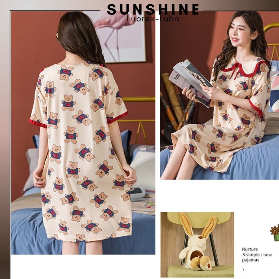 Váy mặc nhà dáng suông cotton họa tiết hoạt hình đẹp mắt SUNSHINE cao cấp