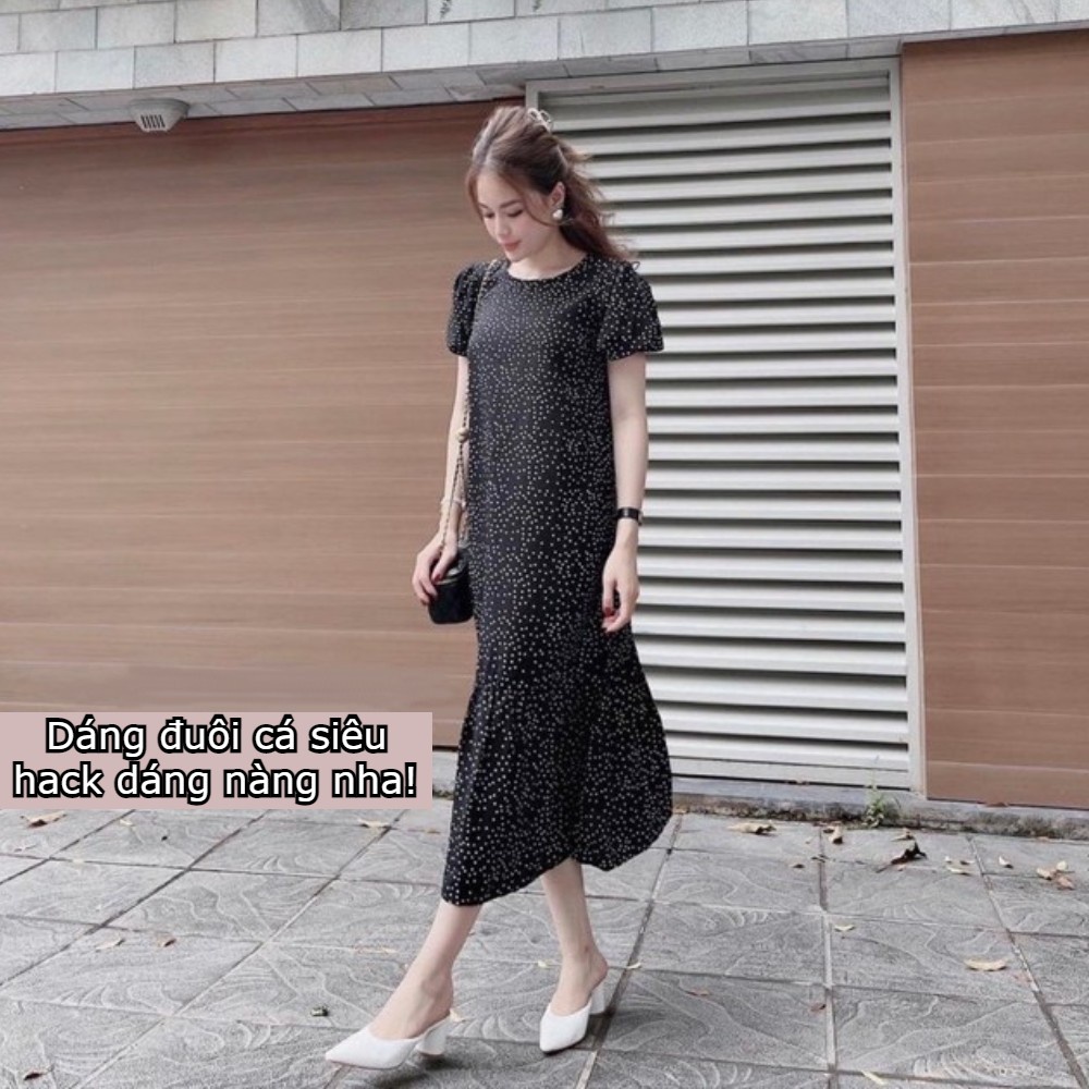 Váy hoa nhí dáng Suông - Đầm dáng dài đuôi cá V-ĐC | BigBuy360 - bigbuy360.vn