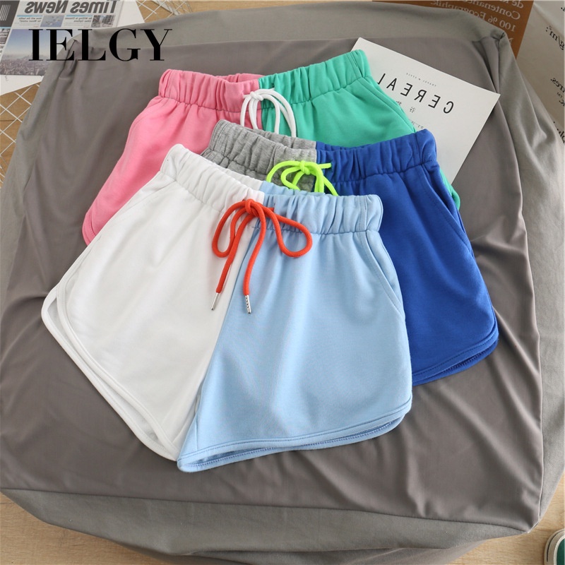 Quần short thể thao IELGY lưng cao co giãn phong cách Hàn Quốc thời trang cho nữ
