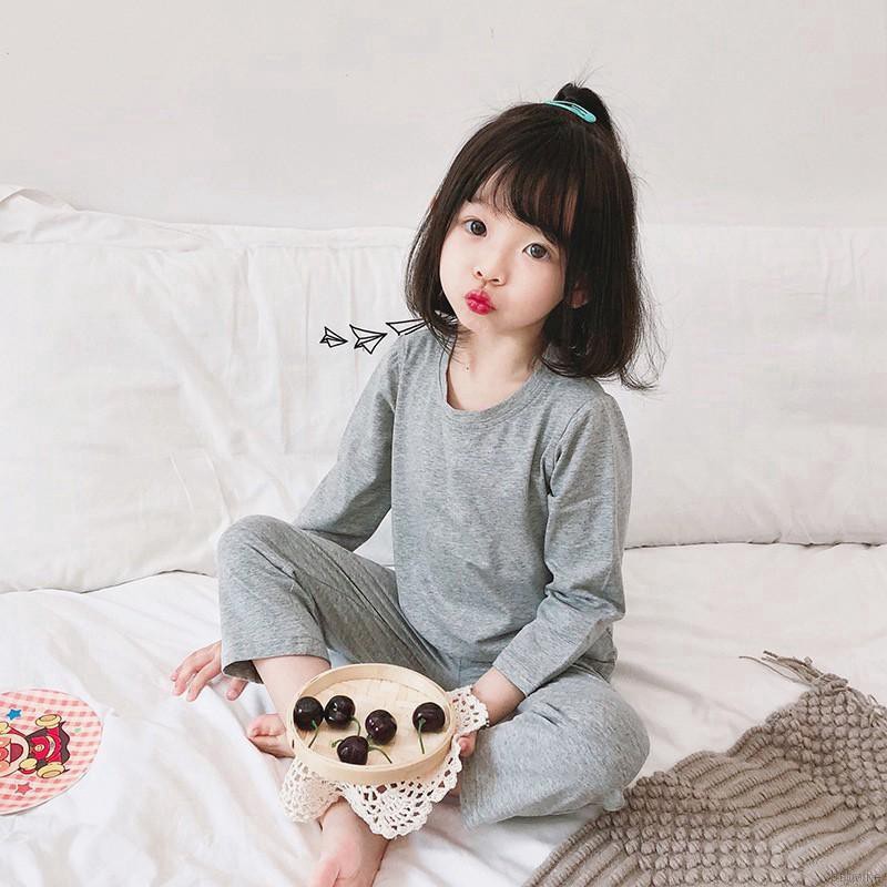 ruiaike  Kids Girls Boys Pajamas Set Candy Color Cotton Pyjama Sleepwear Nightwear Loungewear Homewear