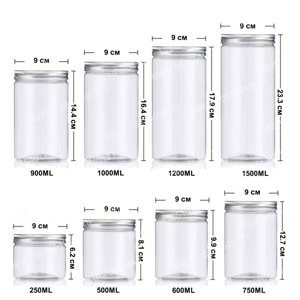 Hũ nhựa kèm nắp nhôm cao cấp nhiều size