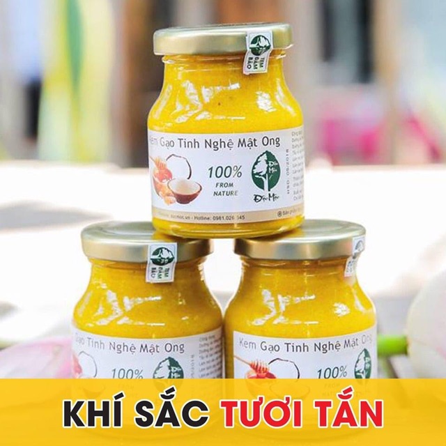 Kem gạo tinh nghệ mật ong Độc Mộc nguyên liệu handmade + quà tặng 01 bộ dụng cụ trộn mặt nạ