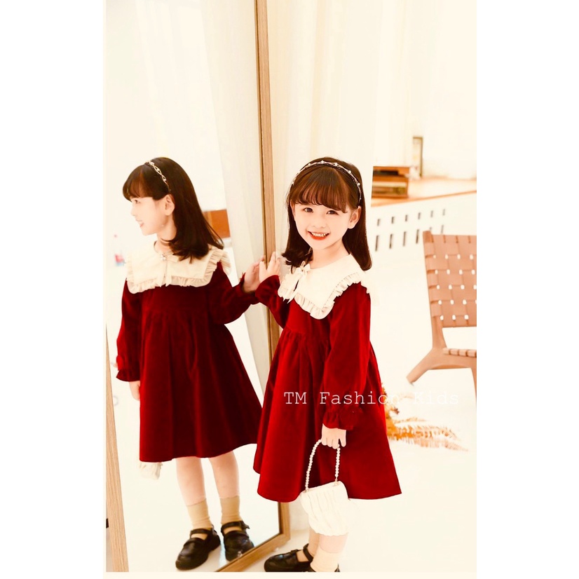 Váy nhung đỏ diện Noel cho bạn lớn 15-35kg XHN822