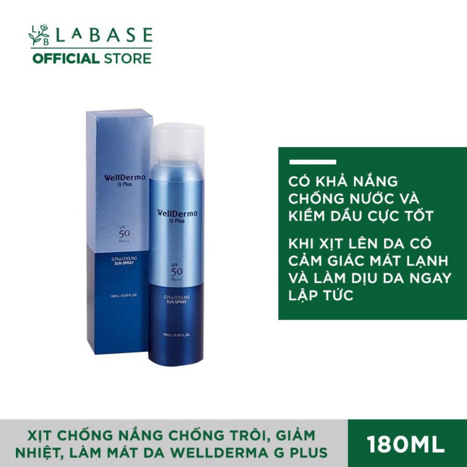 Xịt Chống Nắng Chống Trôi, Giảm Nhiệt, Làm Mát Da Wellderma G PLus Cooling Sun Spray 180ml G437