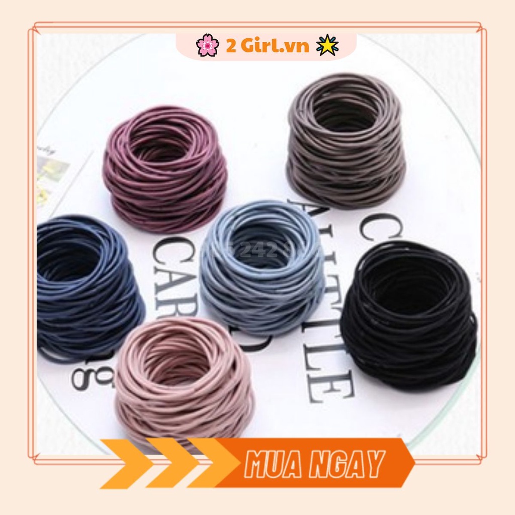 Set 100 Dây Chun Buộc Tóc Trơn Dựng Túi Zip Mix Màu