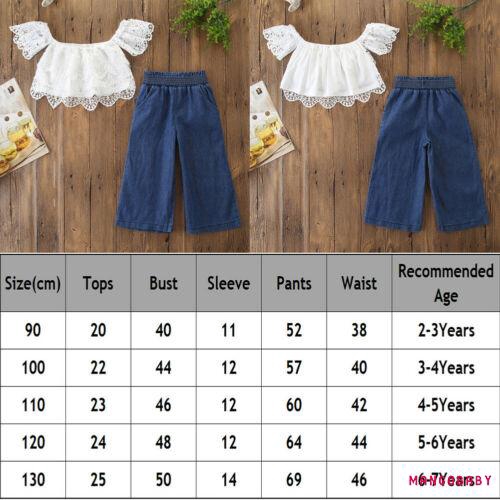 Set Áo Trễ Vai + Quần Jeans Ống Rộng Thời Trang Mùa Hè Cho Bé Gái