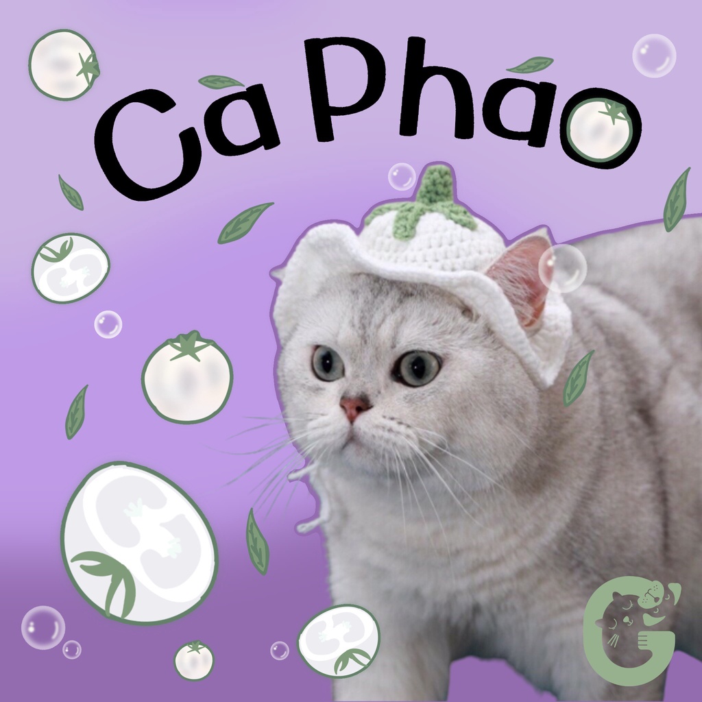 Mũ len quả cà pháo cho chó mèo