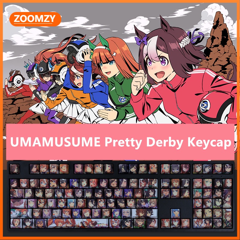 UMAMUSUME Pretty Derby theme keycap OEM profile PBT Thuốc nhuộm thăng hoa Bàn phím cơ bàn phím Anime keycap xuyên thấu Bàn phím nhẹ 108 phím