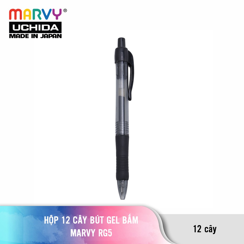 Hộp 12 cây Bút gel bấm Marvy Uchida RG5 ngòi 0.5mm