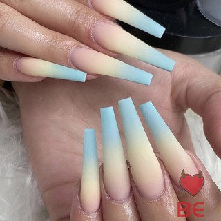 YADORNOS Bộ 24 móng tay giả dáng dài màu gradient cho vũ công múa ba lê