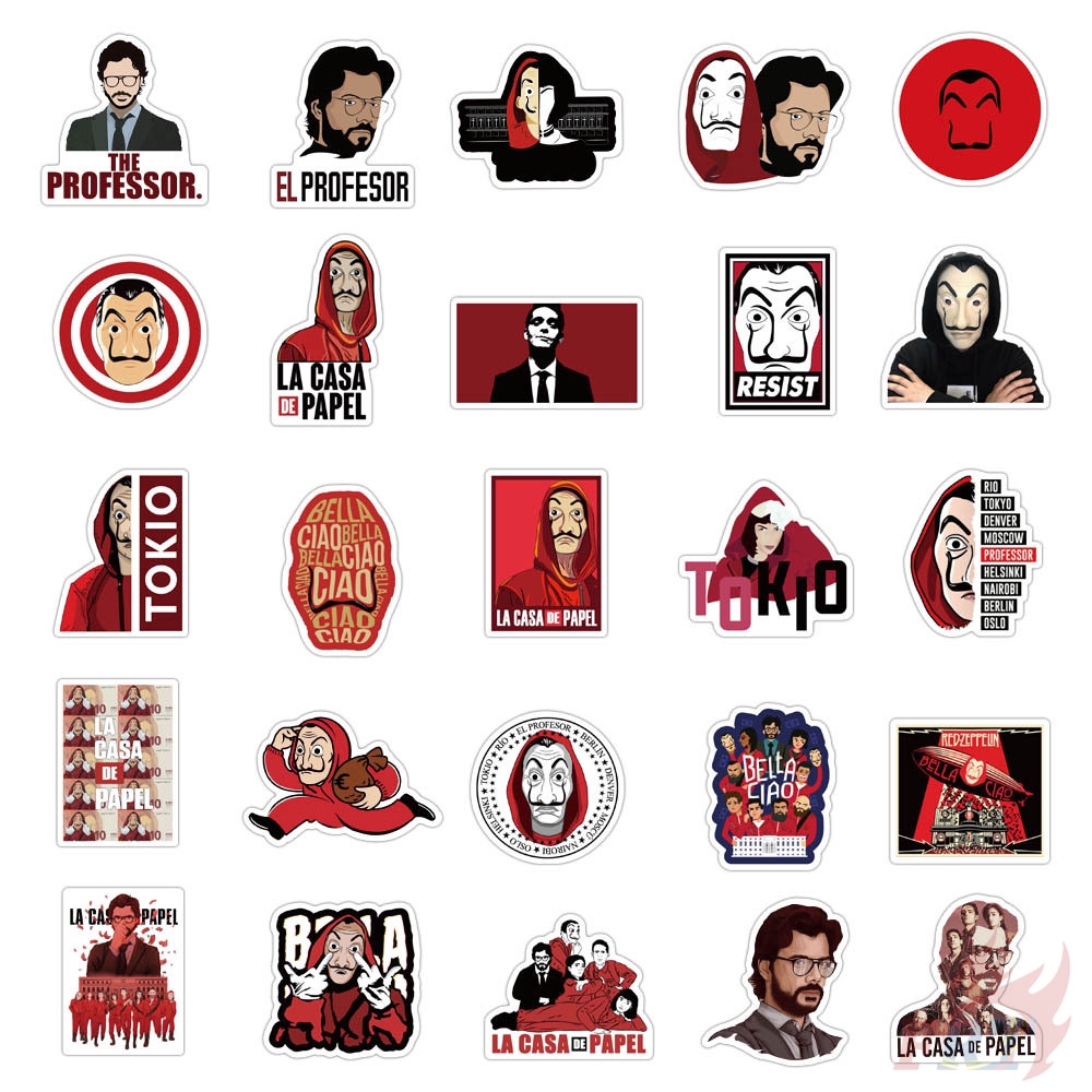 ❉ Money Heist Series 01 - La Casa De Papel Stickers ❉ 50Pcs/Set TV Show Fashion DIY Decals Doodle Stickers
