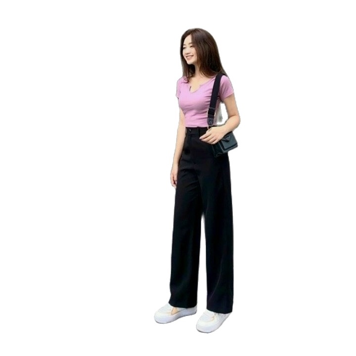 QUẦN TÂY ỐNG SUÔNG ỐNG LOE CẠP CAO GEN BỤNG 2 KHUY DÁNG DÀI THƯỚT THA QUẦN ỐNG RỘNG NỮ - TOP1SHOP