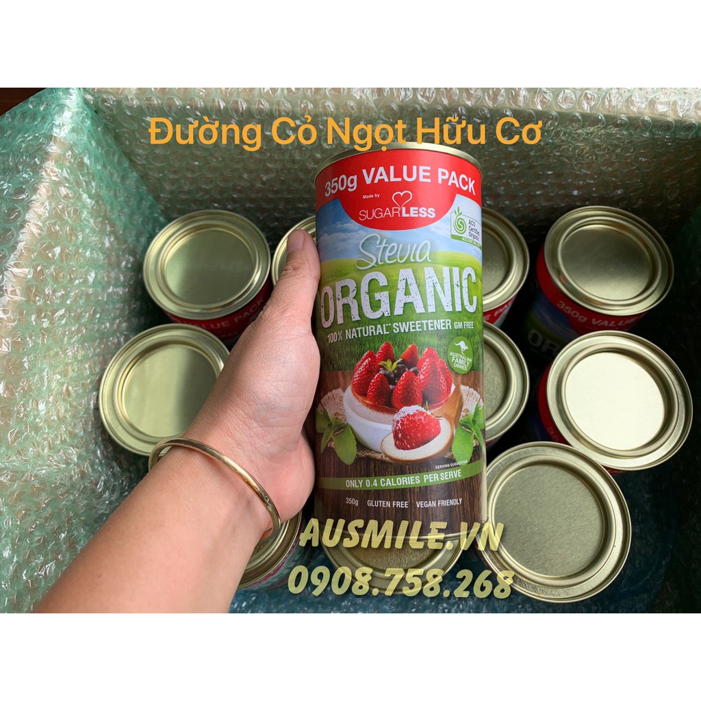 Đường Cỏ Ngọt Hữu Cơ Sugarless Stevia Organic Granules Canister 350g