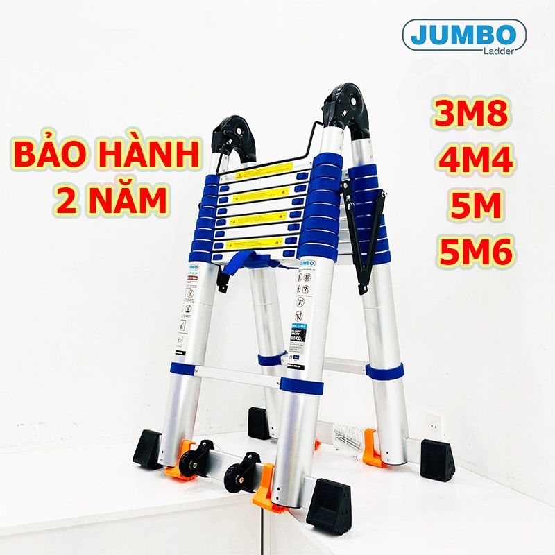 Thang nhôm rút xếp đôi chữ A Jumbo A190B,A220B,A250B,A280B NEW 2020 Thang nhôm rút gọn đa năng cao cấp đai xanh